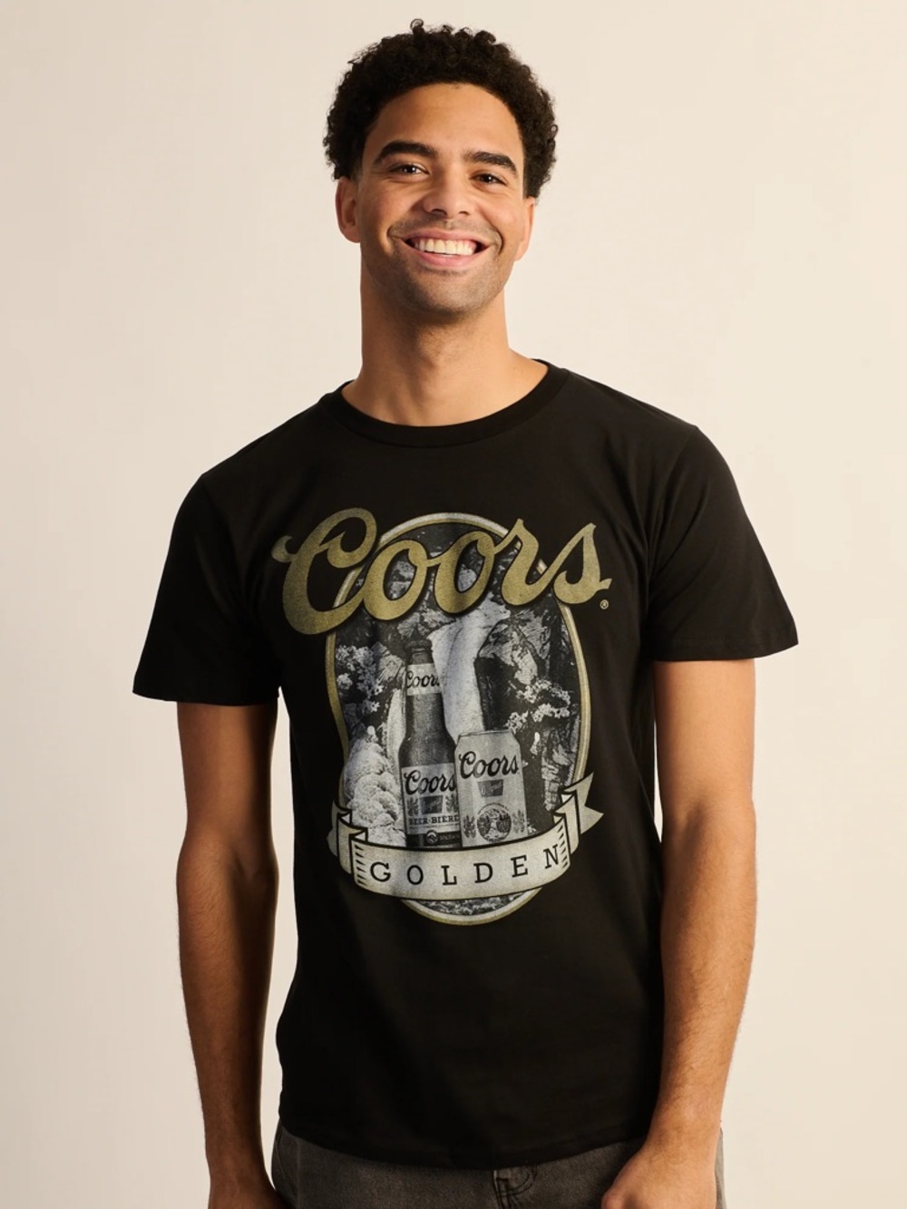 Coors Mens Large Golden Graphic Tee - Black
